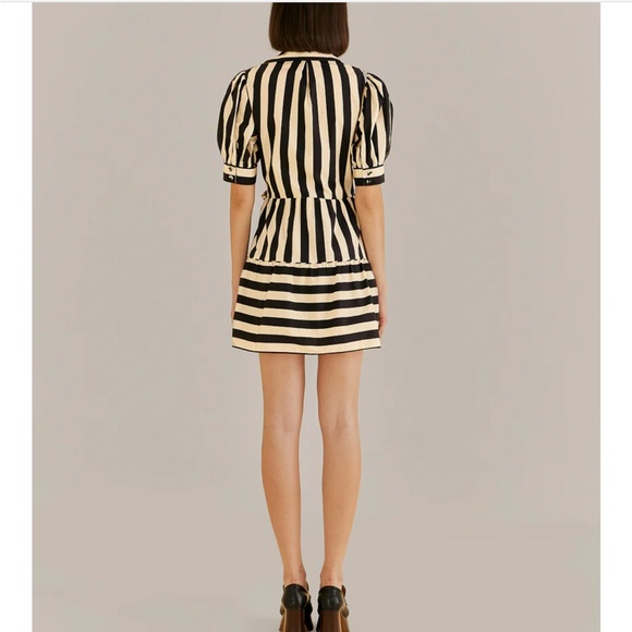 FARM Rio Black and Cream Striped Mini Dress with Front Tie - Picture 4 of 11